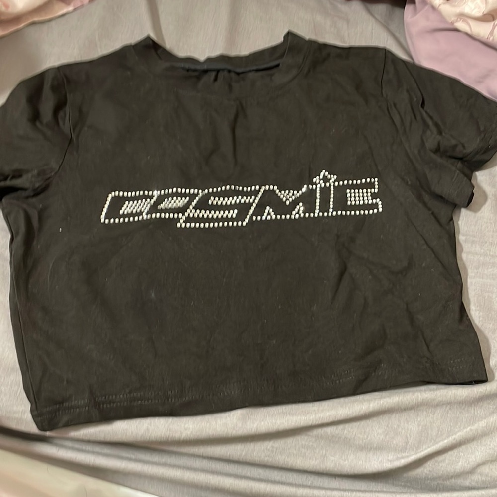 Black cosmic rhinestone crop top
